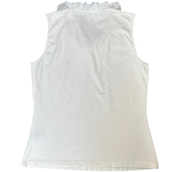 J. McLaughlin Catalina Top Ruffle Neck White Sleeveless Stretch Tank Size Medium - Picture 2 of 7